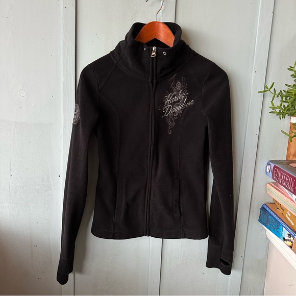 Harley-Davidson Jackets & Blazers - Harley Davidson Women’s Lightweight Fleece Full Zip Jacket Black Size Small